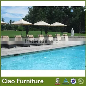Outdoor Sun Lounger Wicker Lounge Furniture Beach Bed thumbnail-1