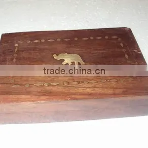 Wood Carving Storage Box Elephant Embossed,wooden Carved & Brassinlay Decorative Box, Decorative Storage Box, Wooden Storage Box thumbnail-1