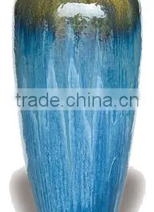 Two-tone Ceramic Floor Vase, Blue Grey thumbnail-1