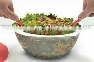 Salad Bowl With Fork and Spoon/Salad Bowl With Serving Tools/salad Bowl to go thumbnail-1