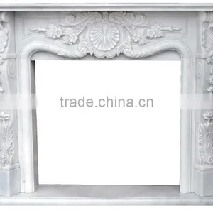 Antique European Style Facing Stone Carving Marble Fireplace thumbnail-3
