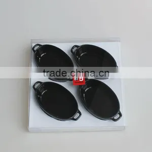 Set of 4 Mini Oval Dinner Set Black Color,ceramic Small Bakeware thumbnail-1