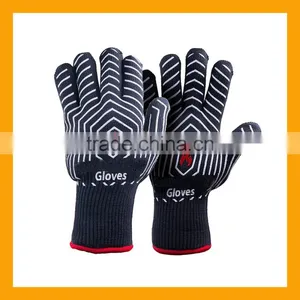 Hot Selling Long Cuff Safe and Non-Slip Textured Grip Silicone Silicone Kitchen Cooking Gloves thumbnail-1
