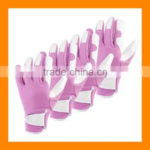 Pink Gardening Gloves With Goatskin Hand Protection Safety Work Gloves Fashionable Ladies Garden Gloves thumbnail-4
