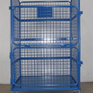 Industrial Warehouse Cage Trolley / Rolling Metal Storage Cage thumbnail-1