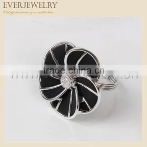 2016 Fashion Big Stone Silver Flower Napkin Ring thumbnail-1