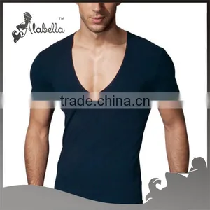 Wholesale China Men's High Quality t Shirts V Neck Short Sleeve 100% Cotton Custom Printing Men's t Shirt thumbnail-3