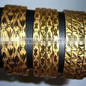 Fashion Gold Plated Polki Bangles SZ XXL thumbnail-1