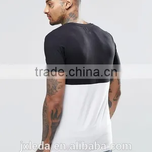 Customize Men Longline Muscle Slim Fit Contrast Color Blank T-shirt thumbnail-2