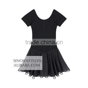 2017 New Arrival Solid Color Short Sleeve Girls Leotard Dance Leotards Dress thumbnail-1