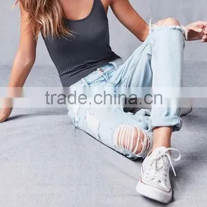Runwaylover Custom Newest Fashion Stretch Blue Holes Denim Jeans Women Negotiate Price thumbnail-1