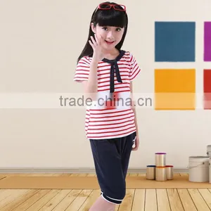 Custom Cotton and Polyester Blend Simple Pattern OEM Design Strip Kids Sport School Uniforms Wholesale thumbnail-2