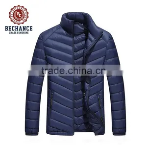 H1016 Mens Winter Down Coat Stand Collar Jacket Quilted Ultralight Down Jacket thumbnail-5
