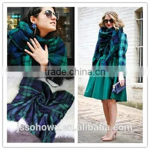 2014 Winter Hot Sale Classic Green Plaid Pashmina Scarf thumbnail-1