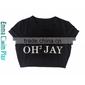 Fashion Customized Made Street Wear Super Short T Shirts Black for Sexy Girls thumbnail-1