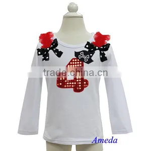 Pirate Hat Bling Red 4th Birthday White Long Sleeves Top 3M-7Y thumbnail-1