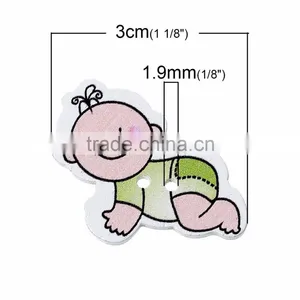 Lovely Mixed Two Holes Baby Shower Decoration Wood Sewing Scrapbooking Button thumbnail-2