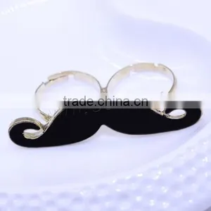 New Adjustable Zinc Alloy Double Finger Ring With Mustache Finger Rings Gold Color thumbnail-1