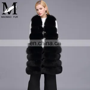 Ladies Wholesale Women Real Fox Fur Sleeveless Long Vest thumbnail-6