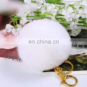Factory Wholesale High Quality Real Rex Rabbit Fur Pom Pom Keychain thumbnail-6