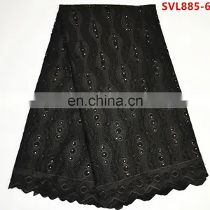 Swiss Voile Cotton Lace Fabric 100% Cotton Swiss Voile Lace Fabric Black thumbnail-1
