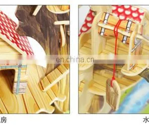 DIY Wood House DIY Toy Children Making Wood Material House Have ASTM EN71 EN62115 Test Paper thumbnail-4