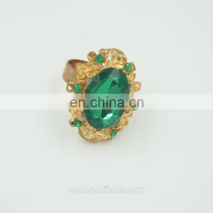 MCR-0049 Fashion Latest Gold Green Cluster Gemstone Ring ,crystal Ring thumbnail-1