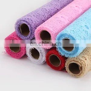 2015 Most Popular Packing Material Organza Sequence Lace Fabric Flower Mesh Netting Roll thumbnail-2