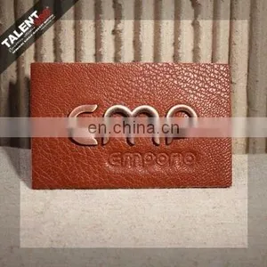 Customized Brass Plating Metal Synthetic Leather Label Patch for Jeans thumbnail-1