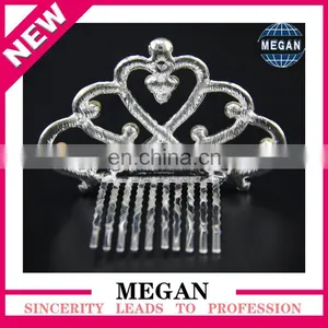 Hot Sale Hair Accessories Kids Rhinestone Mini Crown Wholesale Heart Hair Comb thumbnail-2