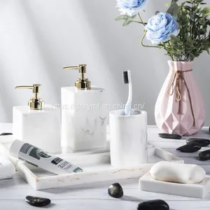 Custom Home Decoration Color Marble Finish Poly Resin Material Bathroom Set thumbnail-3