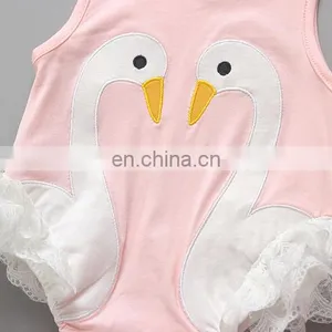 Fashion Swan Lace Summer Princess Cotton Newborn Baby Romper thumbnail-5