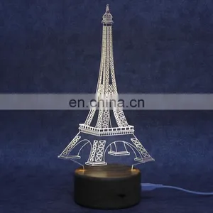 Wholesale Wooden Base Customized Acrylic Pattern 3D Night Light Led Lamp for Home thumbnail-1