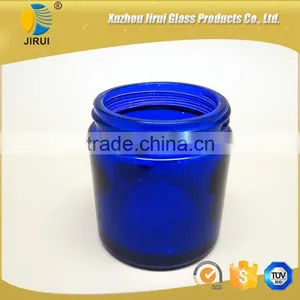 High Quality 3oz Blue Cylinder Glass Cream Jar thumbnail-1