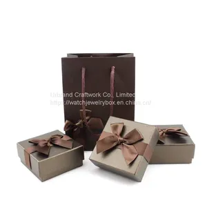 Brown Bow Jewelry Packing Box Ring Necklace Earrings Bracelet Box Gift Handbag Matching thumbnail-3
