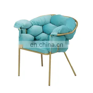 Restaurant Tufted Chairs Italian Minimalist Velvet Fabric Single Chair thumbnail-3