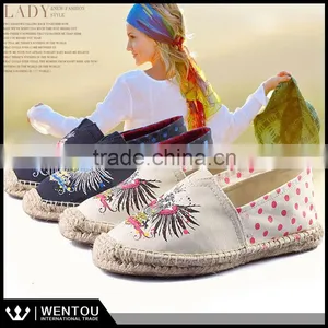 Wholesale Casual Two-tone Polka Dot Slip On Canvas Espadrille thumbnail-1