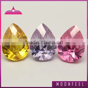 High Quality Checkerboard Cut Colour Pear Cubic Zirconia Stones thumbnail-3