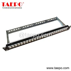 19 Inch 1U 24 Port CAT5E CAT6 RJ45 STP Shielded Network Patch Panel With Cable Manager and Keystone Jack thumbnail-1