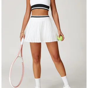 Custom Logo Fitness Wear Women Gym Clothing Sports Sleeveless Tank Top High Elastic Pleated Tennis Skirt Workout Yoga Sets thumbnail-4