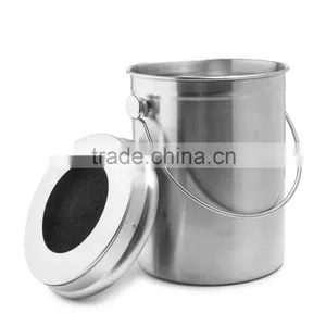 Stainless Steel Compost Bin Compost Pail 16x26cm Flat Body 0.6Gallon thumbnail-2