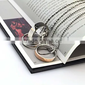 Fashion Silver and Gold Plated Stainless Steel Double Rings Jewelry Pendant Supplier's Choice thumbnail-4