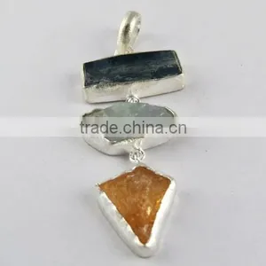 Fabulous Rough Kyanite Aquamarine Pendant, Gemstone Silver Jewellery, Fine Silver Jewellery thumbnail-5