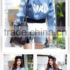 DJ213872 2014 Hot Selling China Wholesale Denim Jacket Slim Woman Denim Jeans Jacket thumbnail-3