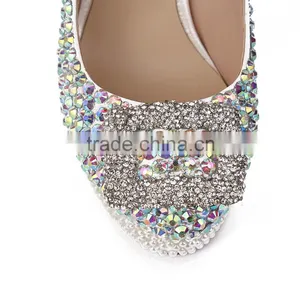 Nice Crystal Bridal High Heel Footwear, Women Fashion 2015 Wedding Leather Shoes Made by Hand thumbnail-4