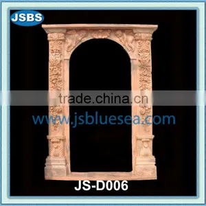 Decorative Red Marble Carved Front Door Designs thumbnail-1