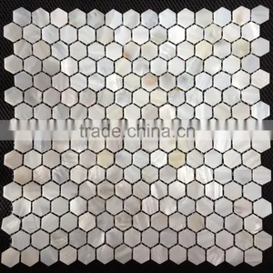 12"x12" White Natural Shell Mother of Pearl Hexagon Mosaic thumbnail-1