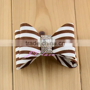 Brown/White Bow- Boutique Hair Bow- Hair Bow Headband thumbnail-1