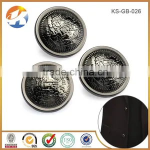 Round Gun Metal Custom Logo Sewing Buttons thumbnail-3