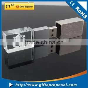 Top Selling Crystal Usb Flash Drive Wood Material LED Light Pendrive With Life Warranty thumbnail-1